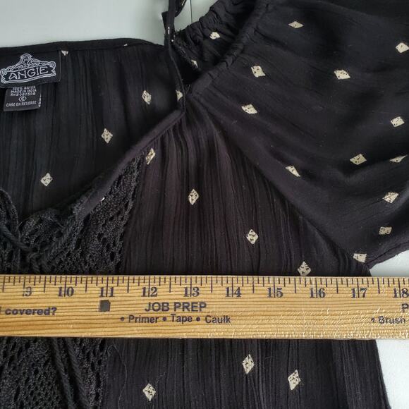 Angie Black Ivory Boho Off Shoulder Top S Fairy Hippie Gypsy Whimsy Renfair - Picture 7 of 9